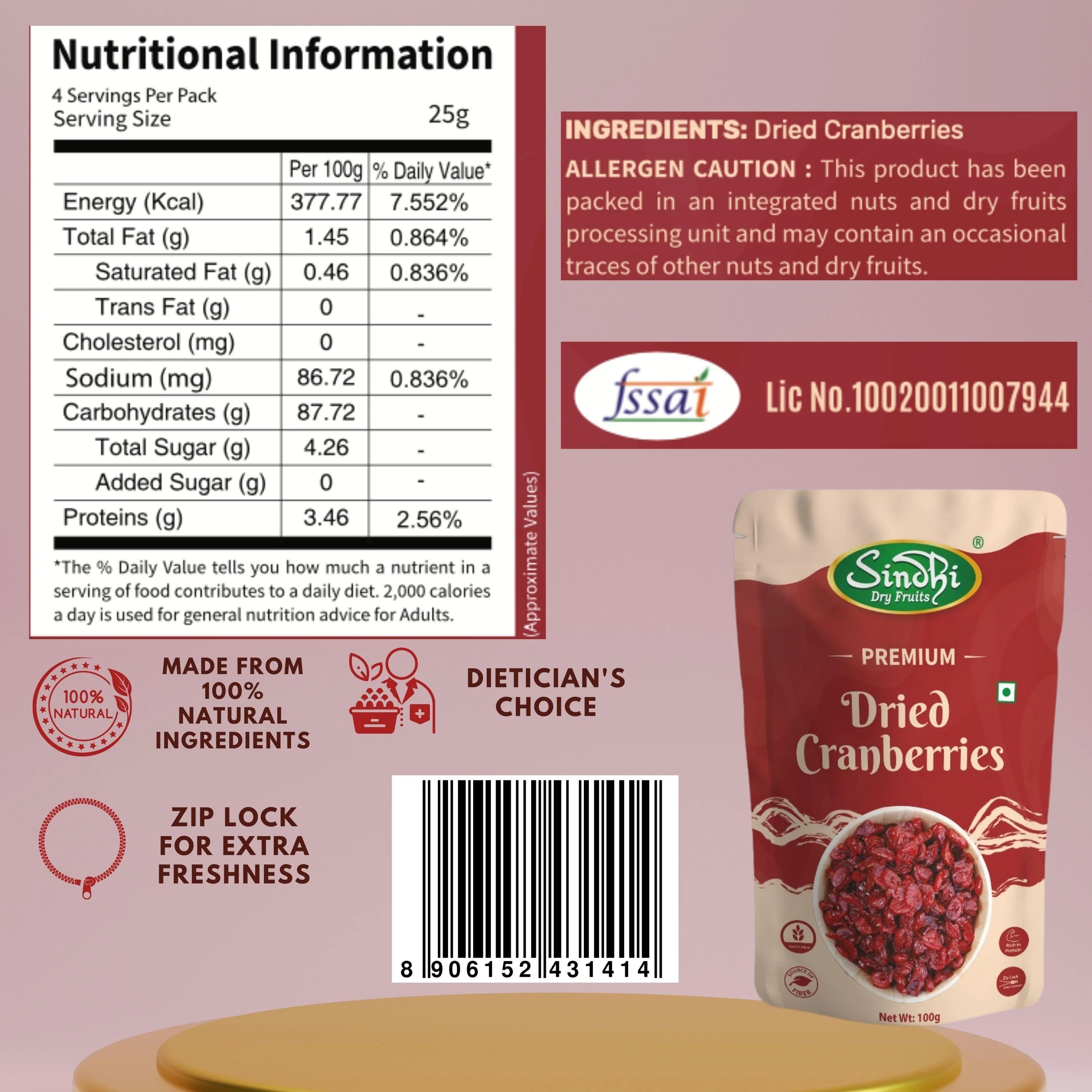 Premium Dried Cranberries – Sweet-Tart Antioxidant-Rich Berries, 100g - Image 7