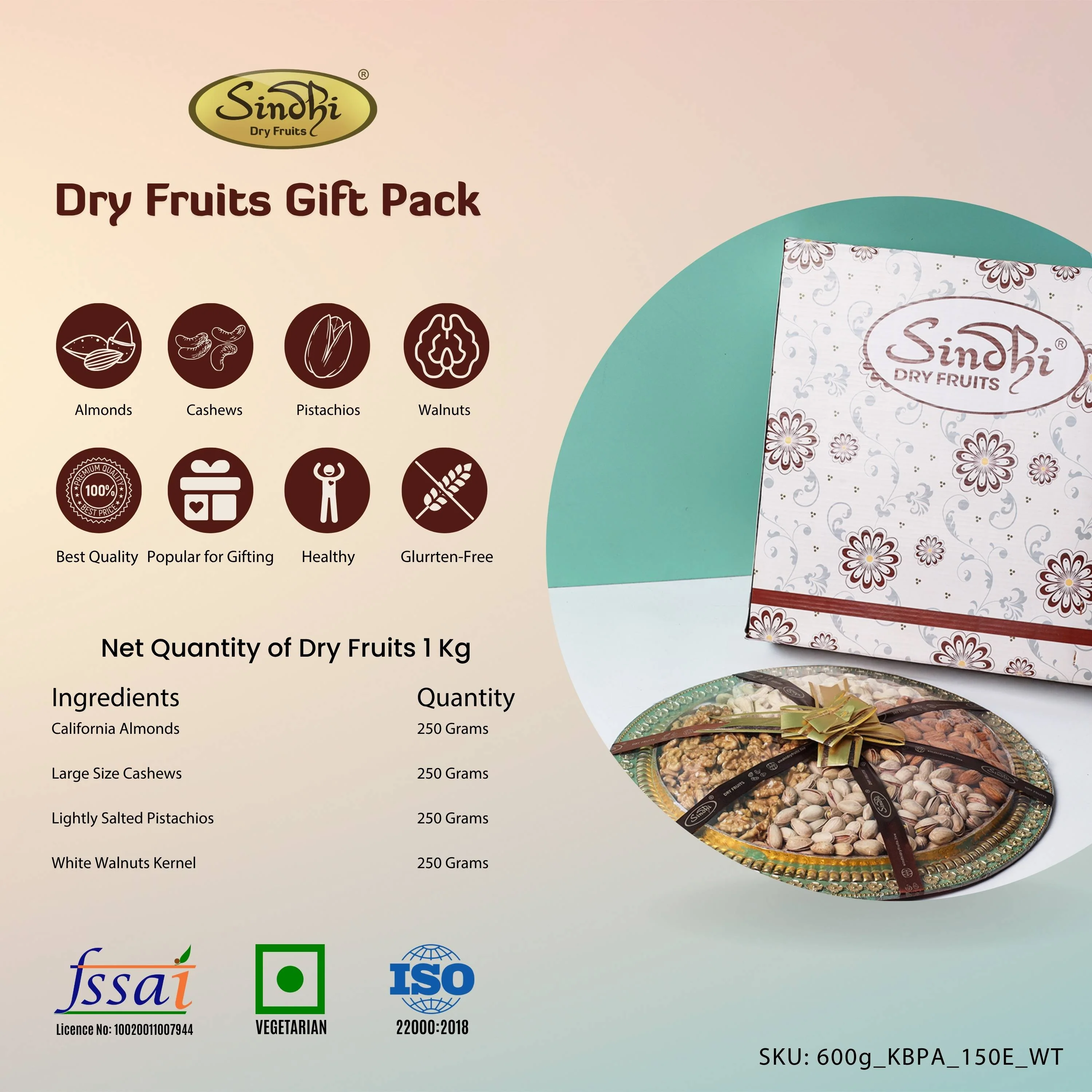Grand Gourmet Four-Nut Deluxe Tray, 1 Kg Net Contents - Image 3