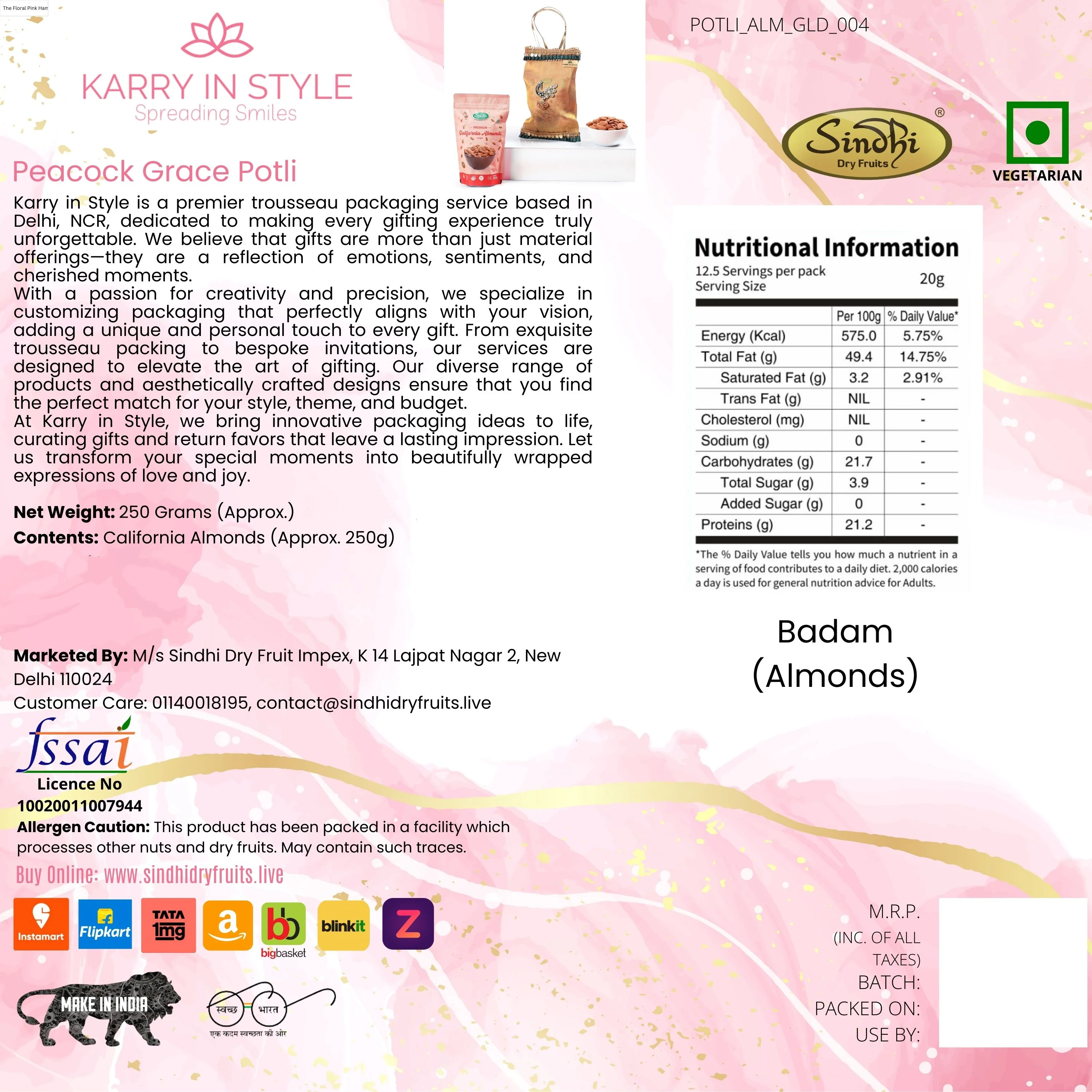 Premium Gift Potli for Raksha Bandhan, 250g Net Contents - Image 3