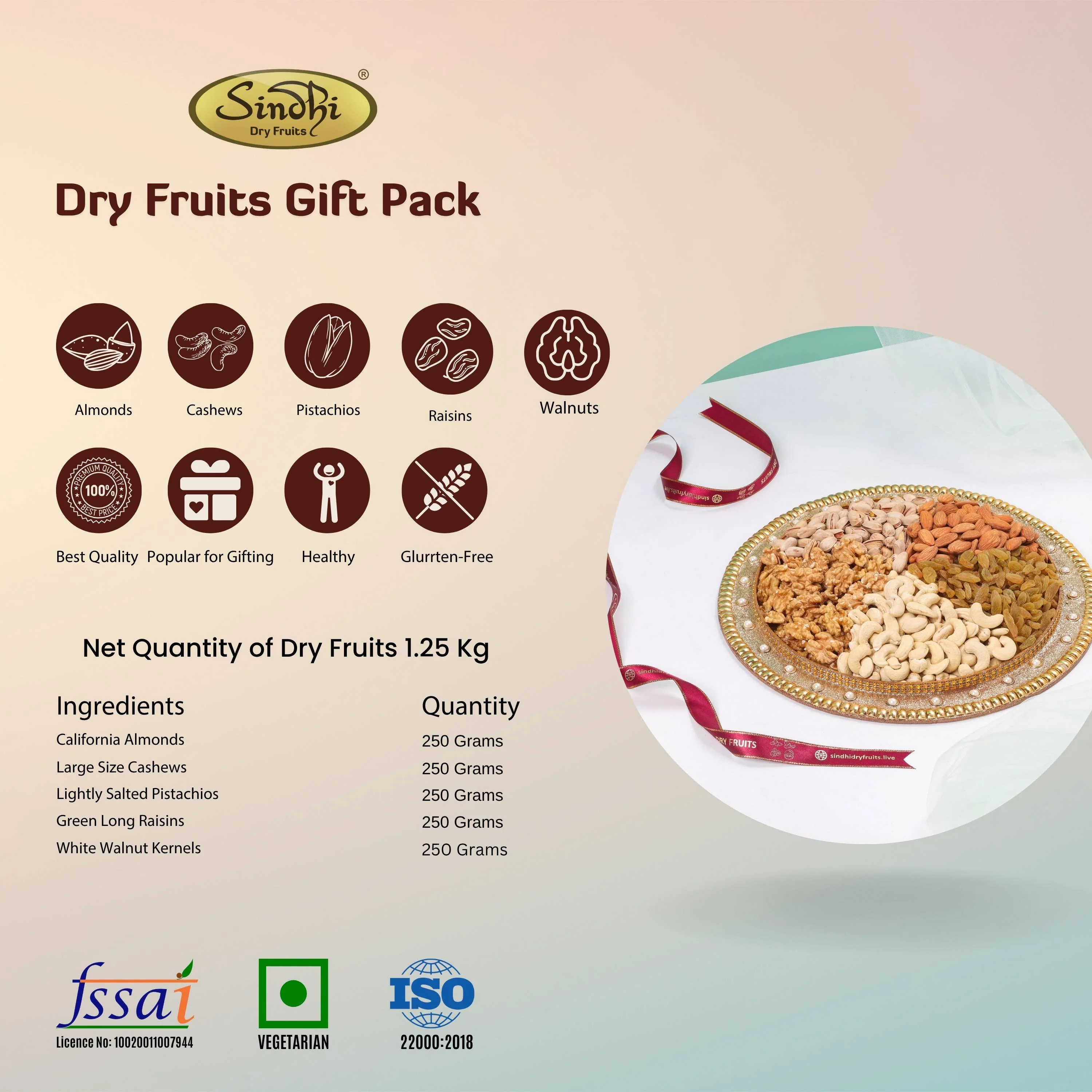 Regal Five-Nut & Fruit Gourmet Tray, 1.25 Kg Net Contents - Image 3